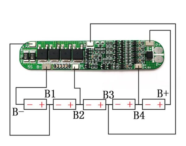BMS КОНТРОЛЛЕР 5S 15A ДЛЯ LI-ION АККУМУЛЯТОРОВ С БАЛАНСИРОМ, HX-5S-15A, 4Х18Х89 ММ — изображение 2