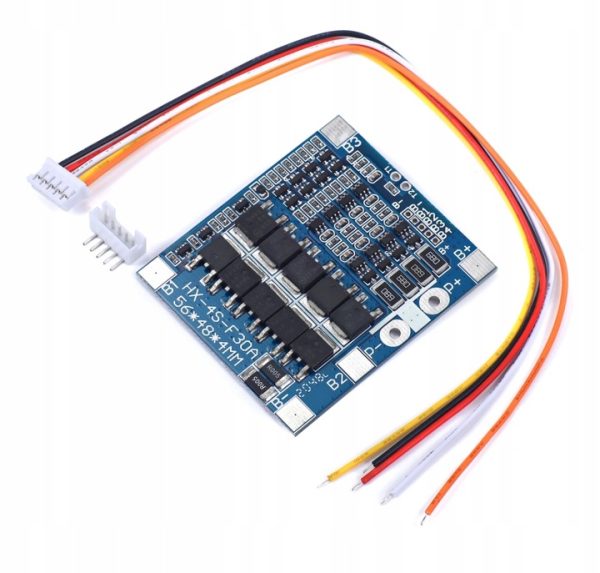 Плата защиты BMS 4S 30A (40A MAX) 14.8-16.8V LiFePO4 батарей HX-4S-F30A с балансировкой. с балансировочным кабелем и разъёмом