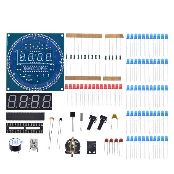 Набор деталей для сборки электронных часов DS1302 Rotating LED Display Alarm Electronic Clock Module DIY KIT LED Temperature Display