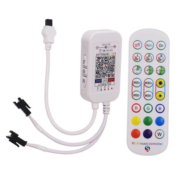 Контроллер управления адресной RGB лентой 24Key DC 5V 12V 24V Dream Color RGB Infrared Controller Bluetooth APP Remote Control For WS2812B WS2811 Ambient LED Strip Lights