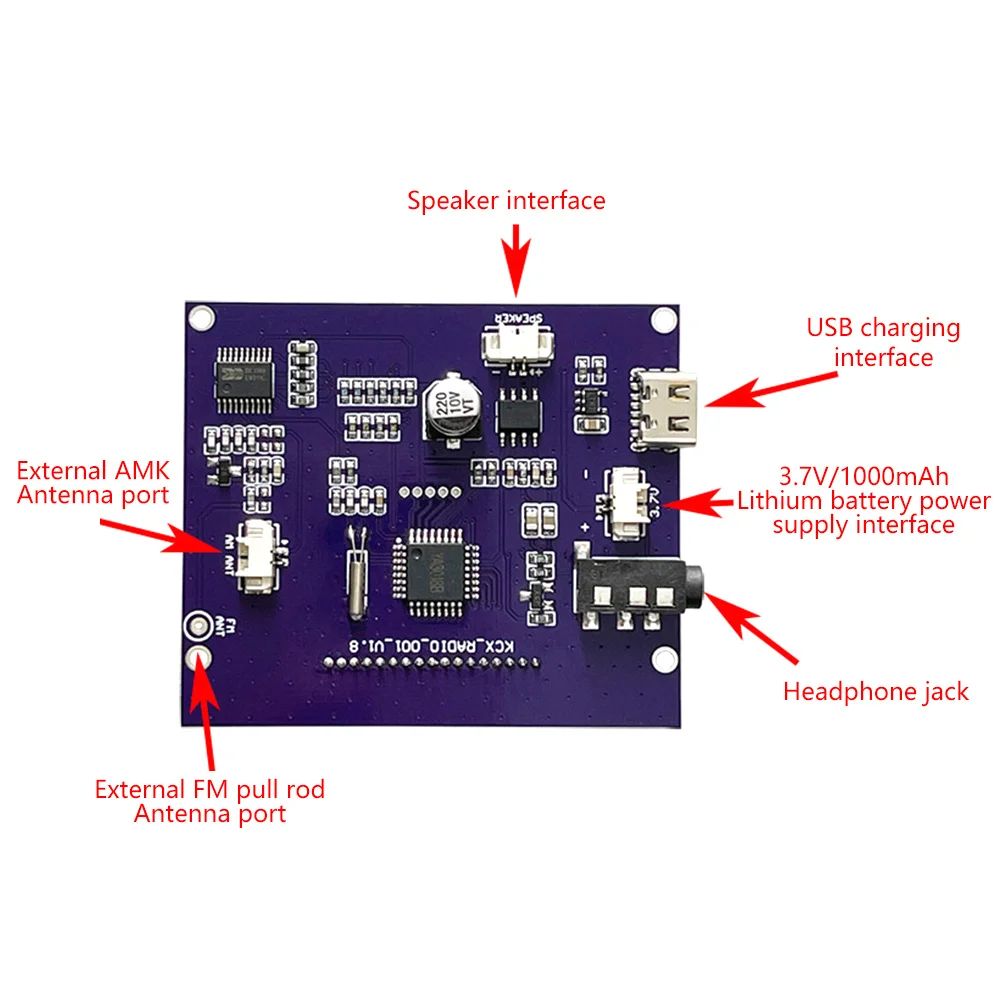 FM MW SW Wireless Radio Receiver Module 87-108MHz Station Auto Storage 4.75-21.85MHz Digital Clock DC 3.7V LED Display Radio - Зображення 2