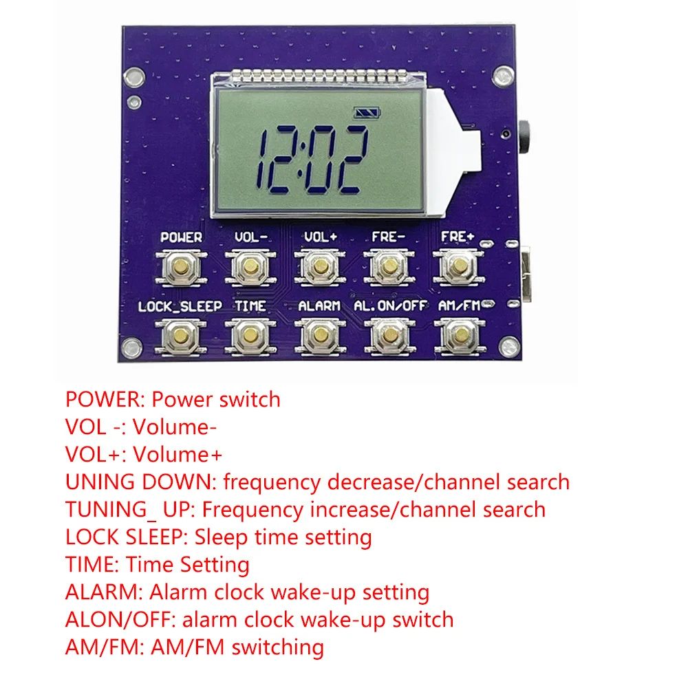 FM MW SW Wireless Radio Receiver Module 87-108MHz Station Auto Storage 4.75-21.85MHz Digital Clock DC 3.7V LED Display Radio - Зображення 3