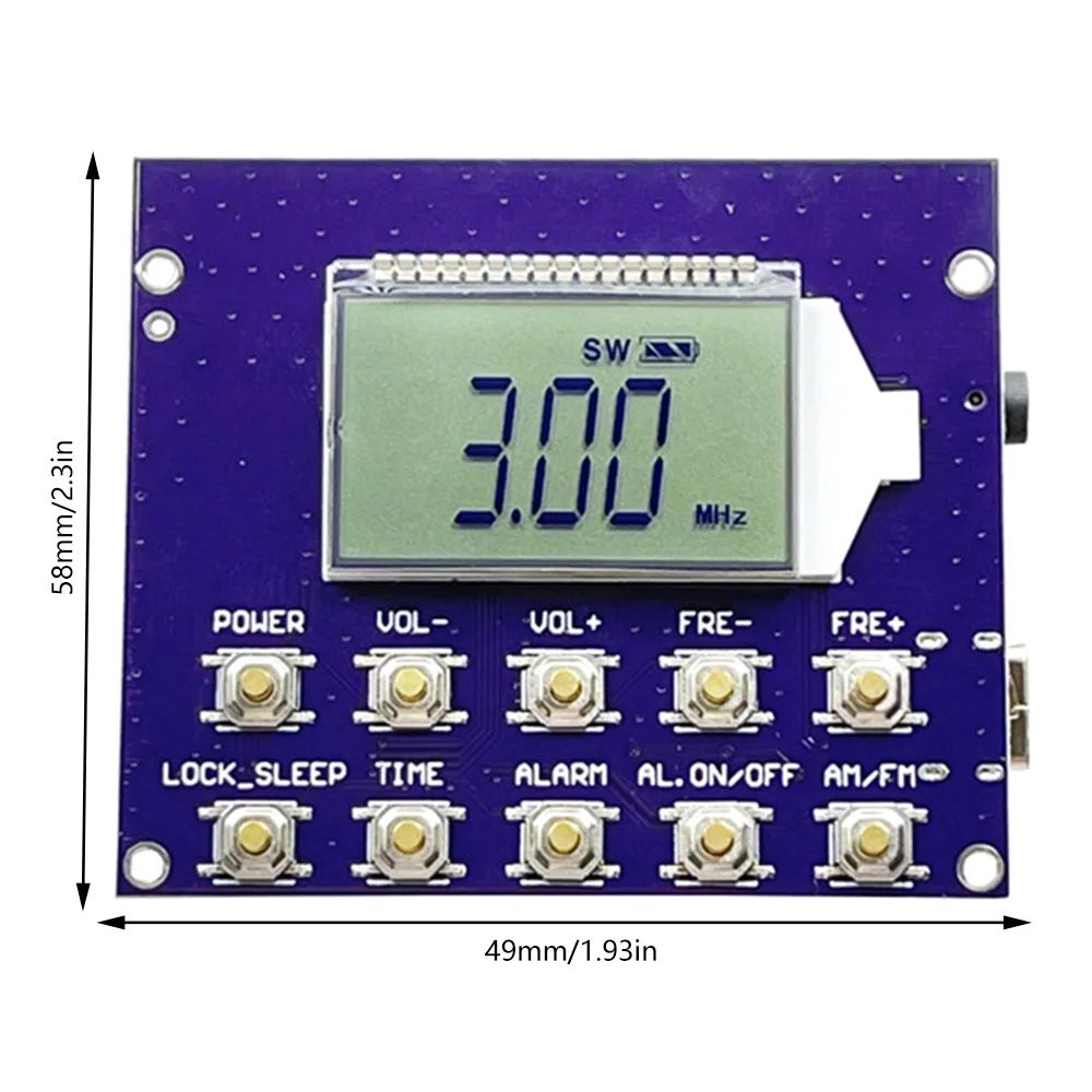FM MW SW Wireless Radio Receiver Module 87-108MHz Station Auto Storage 4.75-21.85MHz Digital Clock DC 3.7V LED Display Radio - Зображення 5