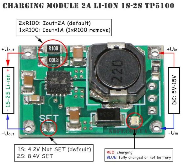 Модуль заряда лития TP5100 1S-4.2V 2S-8.4V - Зображення 3