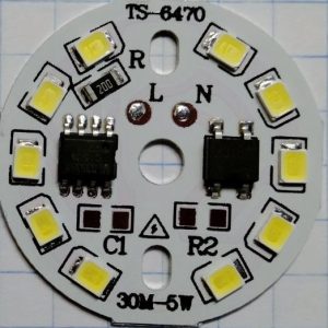 Led модуль 220V 5W 30мм 3000K  для люстри, светильниов, белый холодный.