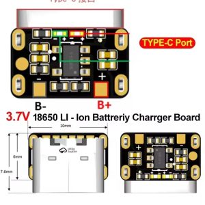 Модуль зарядки аккумулятора Mini Lithium Battery Charging Board Module 3.7V 4.2V 18650 Lithium Battery Charger Protection Board Type-C Interface